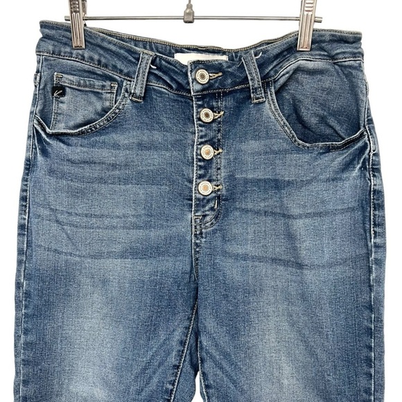 KanCan High Rise Button Fly Stretch Raw Hem Skinny Ankle Denim Jeans Women 30 - Picture 2 of 7